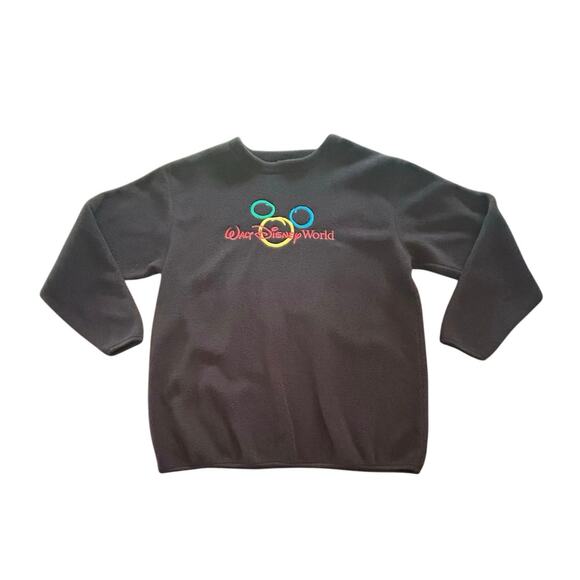 ⭐️ Walt Disney World Black Fleece Pull Over Sweatshirt Mickey‎ Mouse Women's M - Picture 1 of 10